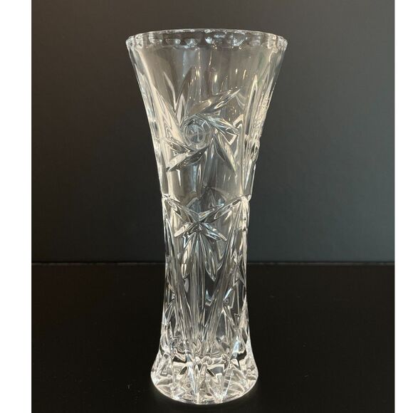 Vintage Lenox Crystal Bud Vase Diamond & Pinwheel Design w/Notched Rim EUC 6" - Picture 1 of 6